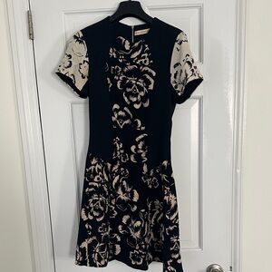 Rebecca Taylor Black and Cream Floral Mini Dress